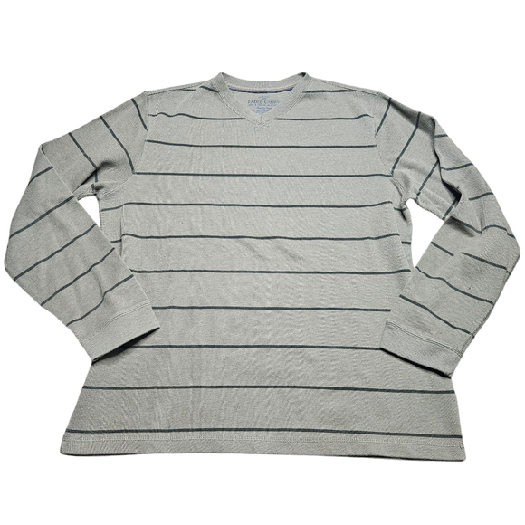 Faded Glory Other - Faded Glory Large Olive Green Striped Long Sleeve V-neck Shirt